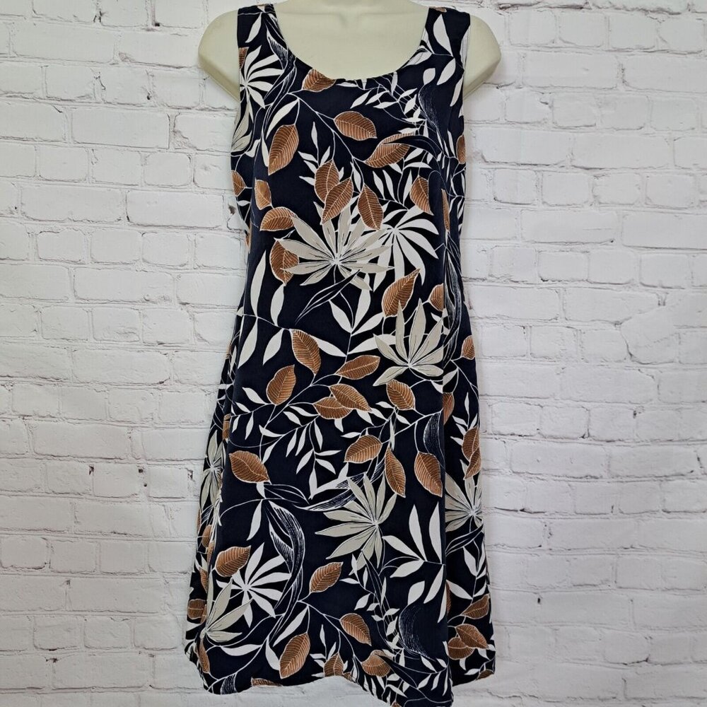 Looking Good Blue Tropical Print Midi Dress Size Small